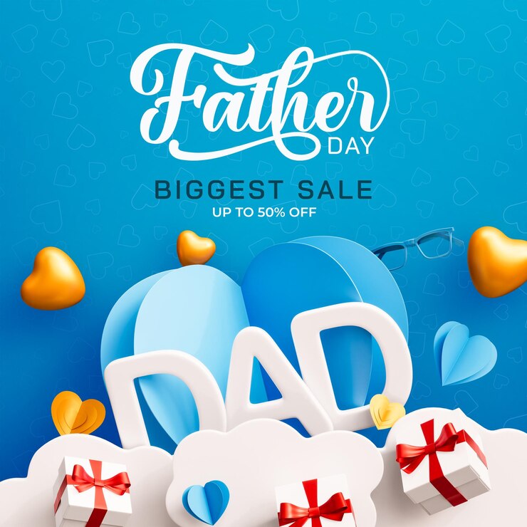 Free PSD happy father's day biggest sale social media post template