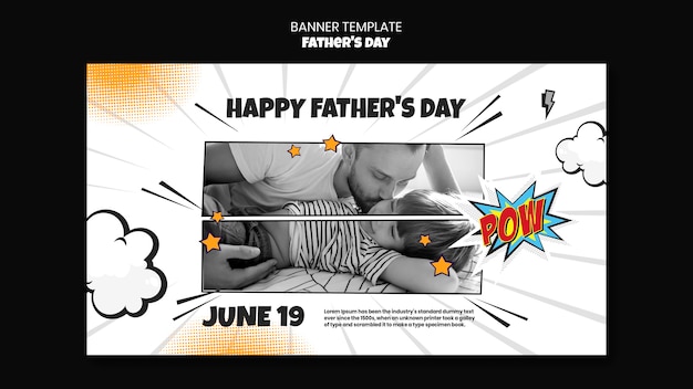 Happy father's day celebration comic banner