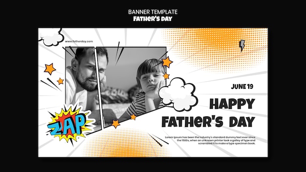 PSD gratuito banner orizzontale di celebrazione della festa del papà felice