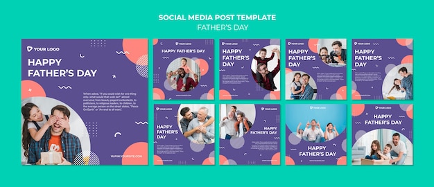 Free PSD happy father's day concept social media post template