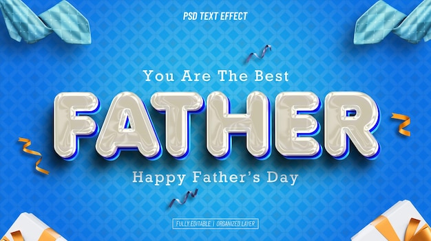 PSD gratuito effetto di testo modificabile per la festa del papà felice