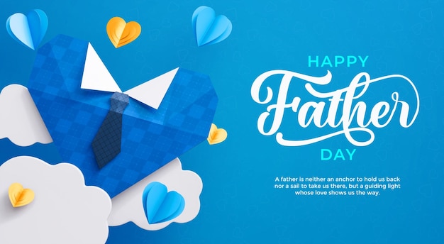 PSD gratuito modello di banner per il design della cartolina d'auguri per la festa del papà felice con i simboli del papà