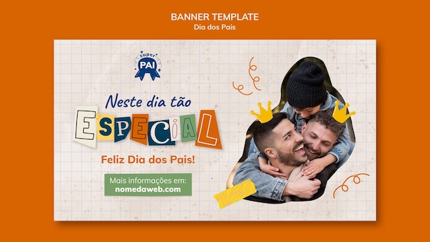 PSD gratuito modello di banner orizzontale per la festa del papà felice