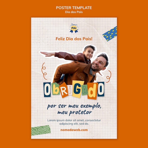 PSD gratuito modello di poster per la festa del papà felice