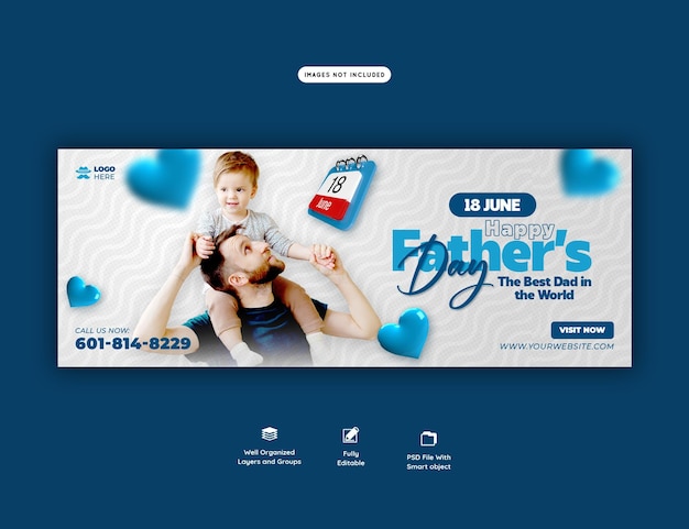 Free PSD happy fathers day facebook cover banner template