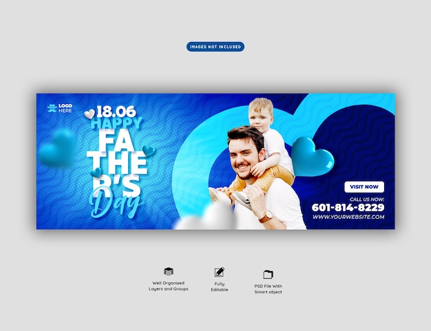 Free PSD happy fathers day facebook cover banner template