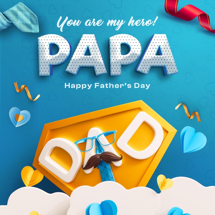 Free PSD happy fathers day greetings post design template with editable text effect