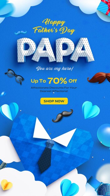 happy fathers day sale advertising instagram story with editable text effect