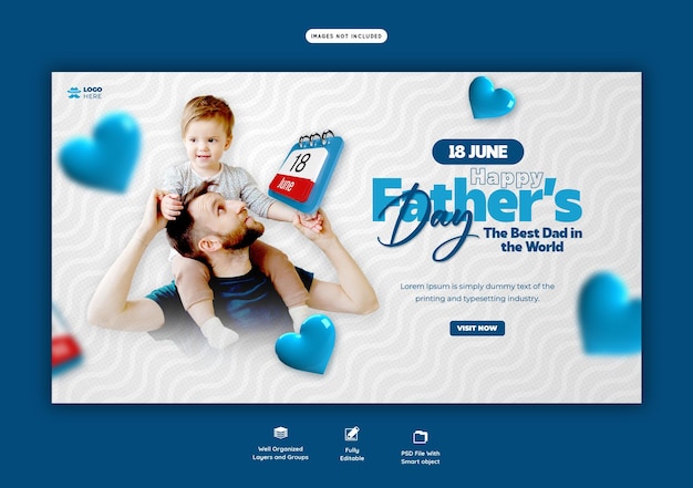 Happy fathers day web banner template