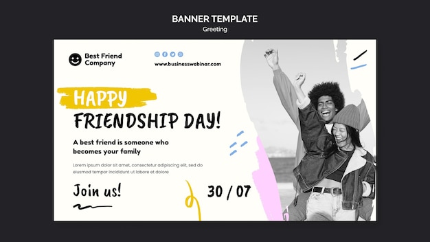 Happy friendship day banner template