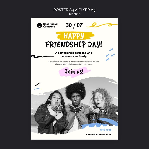 Happy friendship day flyer template