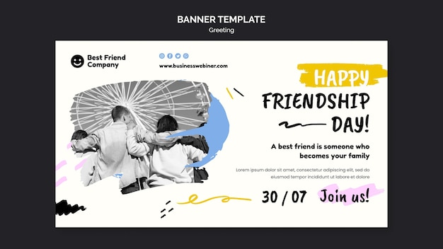 Free PSD happy friendship day horizontal banner