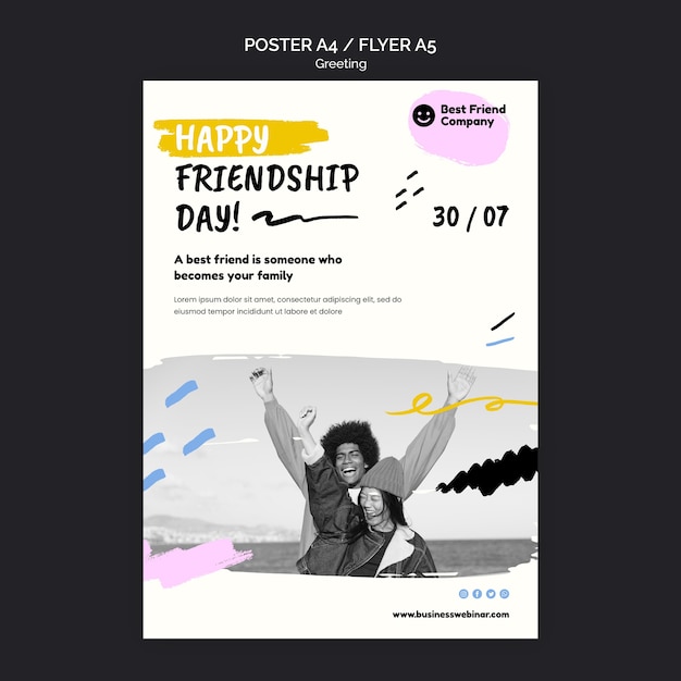 Free PSD happy friendship day poster template