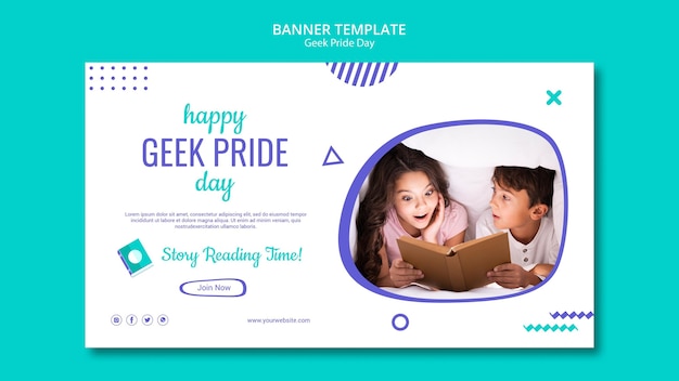 Free PSD happy geek pride day banner template