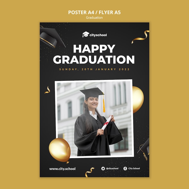 Free PSD happy graduation flyer template