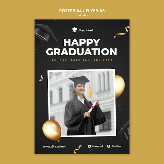 Happy graduation flyer template