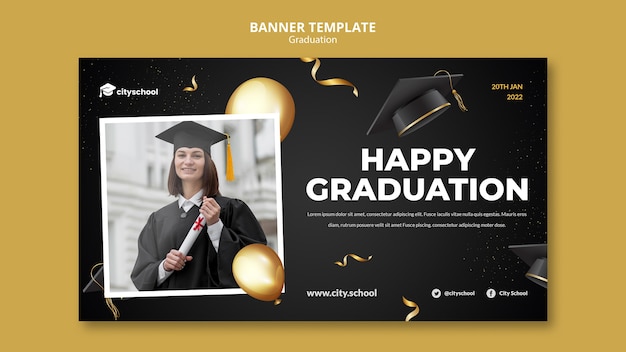 Happy graduation horizontal banner template