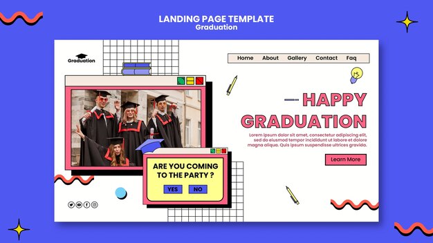 Happy graduation landing page template