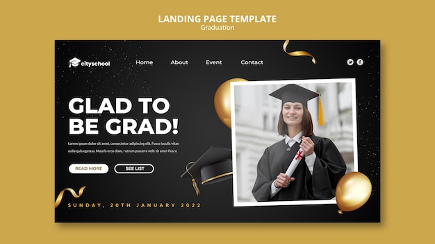 Free PSD happy graduation landing page template