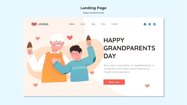 PSD gratuito felice giorno dei nonni design landing page