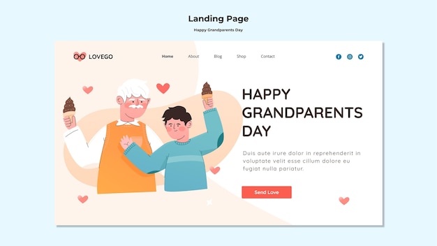 幸せな祖父母の日ランディングページのデザイン