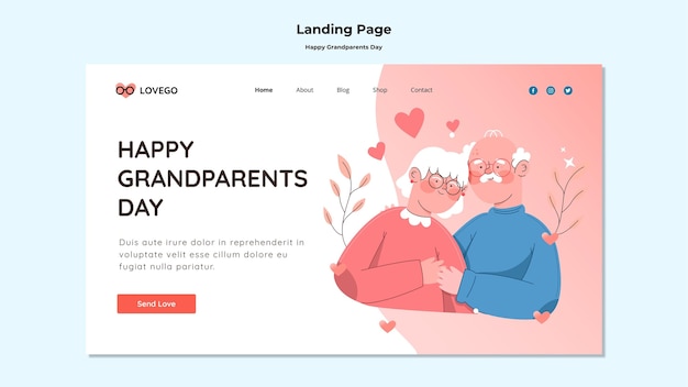 Happy grandparents day landing page theme