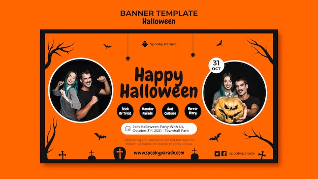 無料PSD ハッピーハロウィンバナーテンプレート