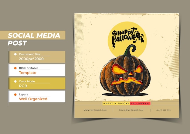 Happy halloween festival digital concept instagram and social me Premium Psd