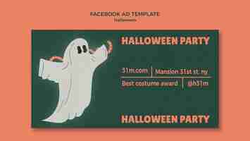 Free PSD happy halloween ghost facebook template