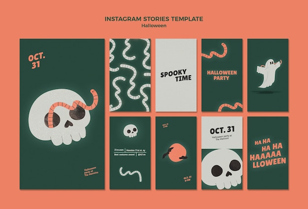 PSD gratuito storie di instagram di halloween felici