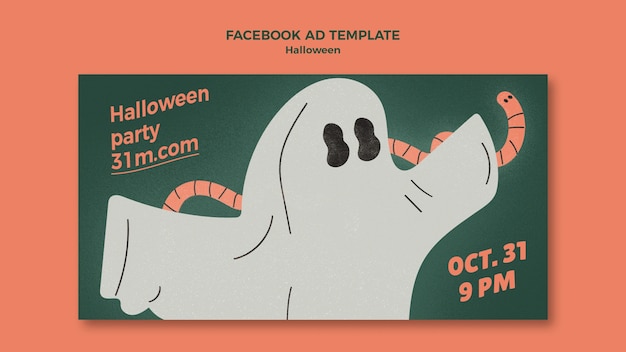 PSD gratuito modello di facebook fantasma spettrale di halloween felice