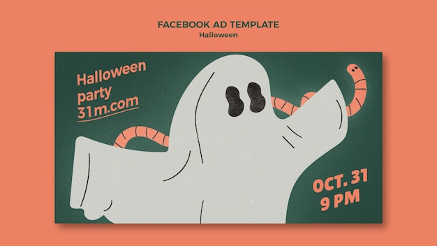 無料PSD ハッピーハロウィン不気味な幽霊facebookテンプレート