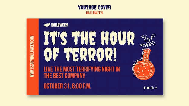 Free PSD happy halloween youtube cover template