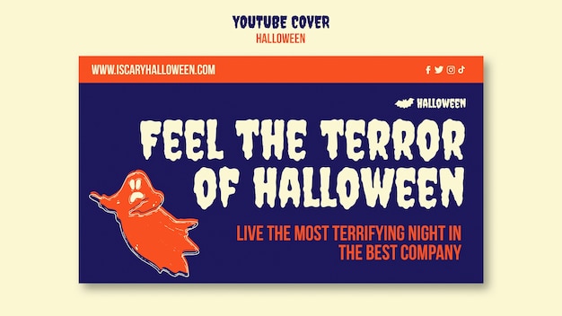 Free PSD happy halloween youtube cover  with ghost