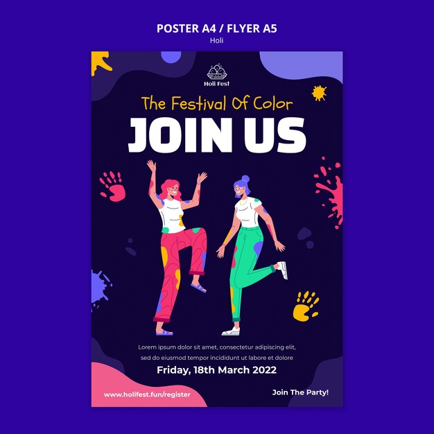happy holi fest flyer template