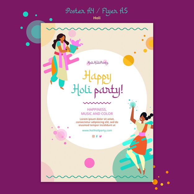happy holi fest poster template