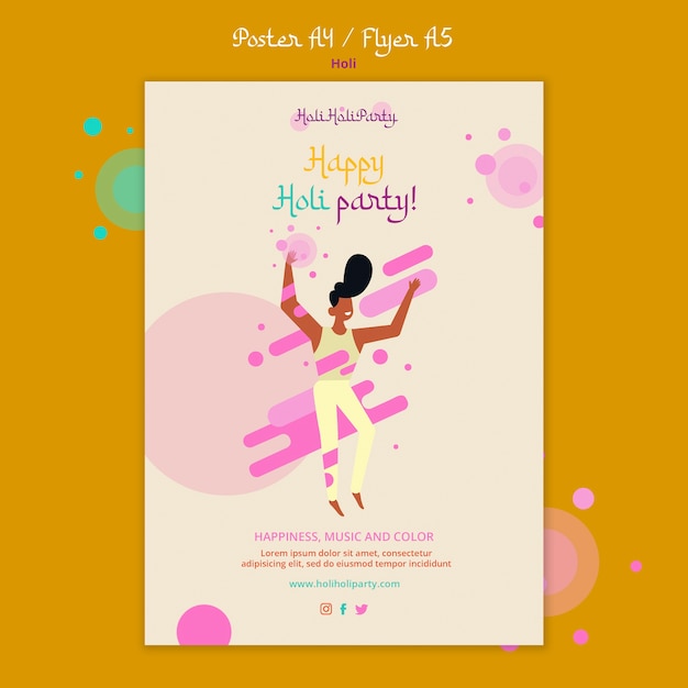 Free PSD happy holi festival poster template