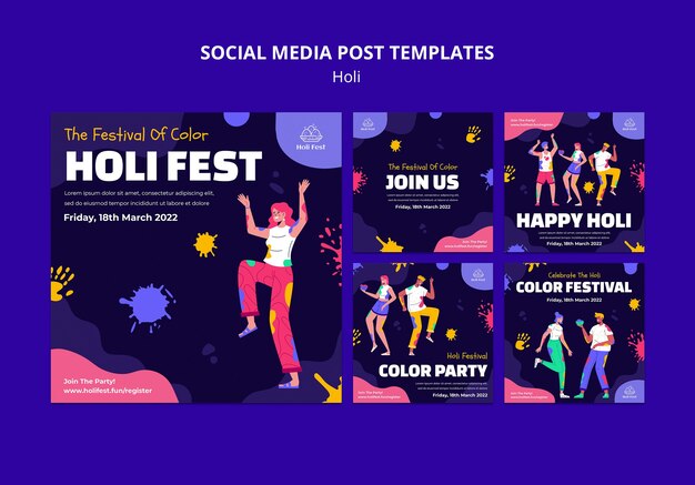 happy holi festival social media post