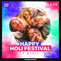 Free PSD happy holi festival social media posts