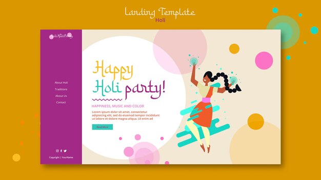 happy holi festival web template