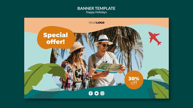 Free PSD happy holidays banner theme