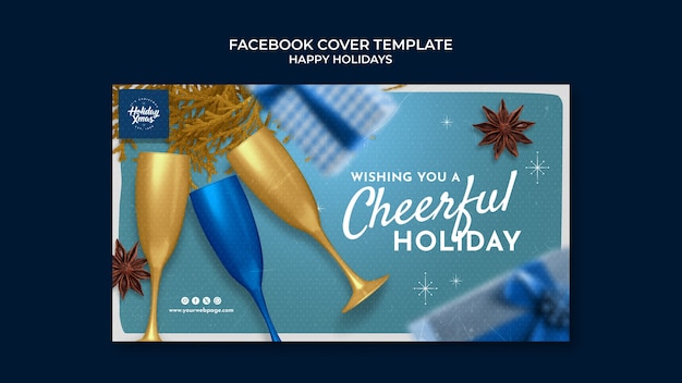 Free PSD happy holidays celebration facebook cover