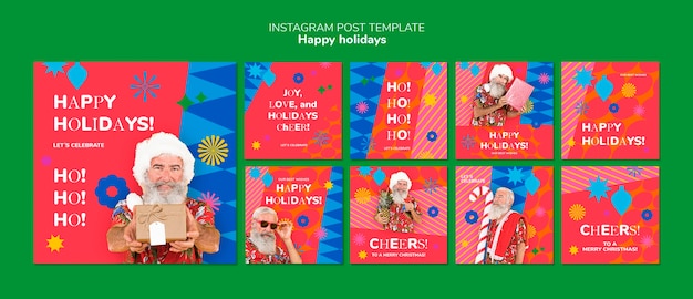 Free PSD happy holidays  instagram posts