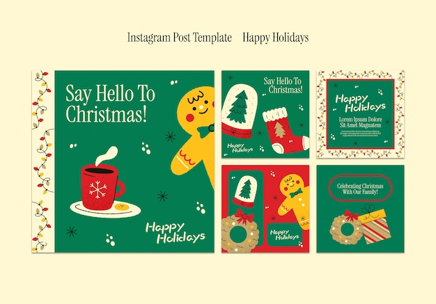 Free PSD happy holidays  instagram posts