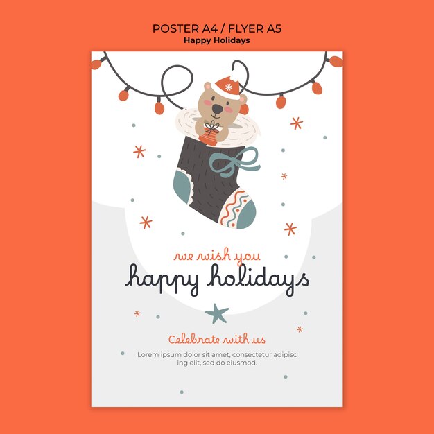 Free PSD happy holidays  poster template