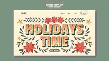 Free PSD happy holidays template design