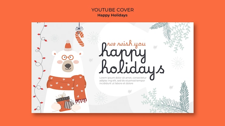 Free PSD happy holidays  youtube cover