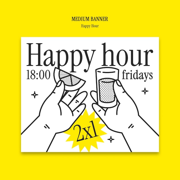 Modello di banner per la celebrazione dell'happy hour