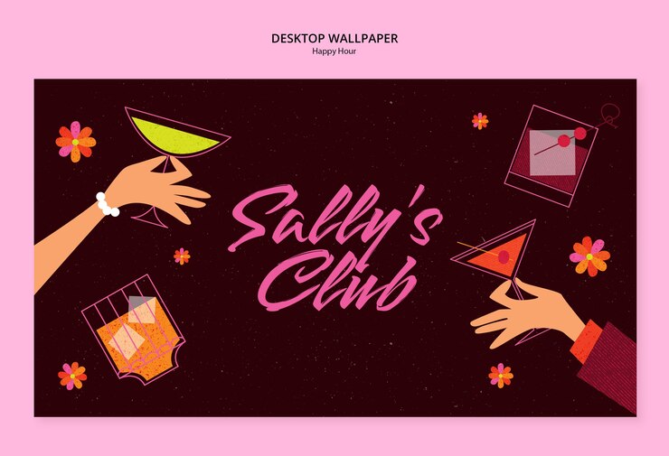 無料PSD ハッピー・アワー・セレブレーション デスクトップの壁紙のテンプレート