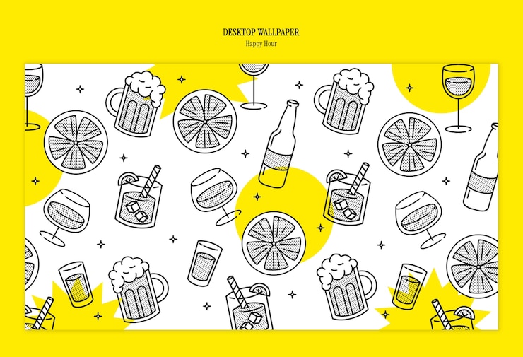 Free PSD happy hour celebration desktop wallpaper template